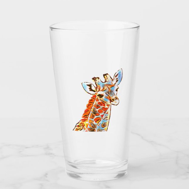Farbenfrohe Giraffe Glas (Vorderseite)