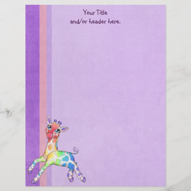 Farbenfrohe Giraffe Letterhead Briefbogen (Vorderseite)