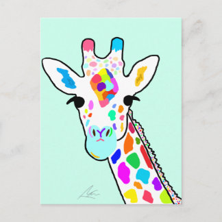 Farbenfrohe Giraffe Moderne Kunst Postkarte