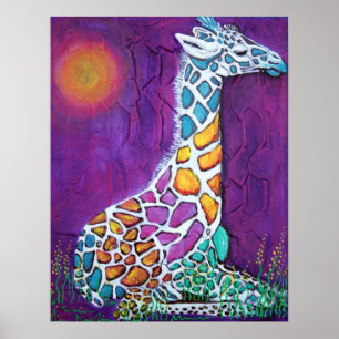Farbenfrohe Giraffe Poster