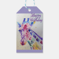 Farbenfrohe Giraffe Tier Wasserfarben Art Boys