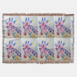 Farbenfrohe Giraffe Tier Wasserfarben Art Throw Ru Decke