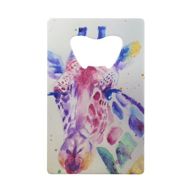 Farbenfrohe Giraffe Tierfarben Design Geldbeutel Flaschenöffner (Vorderseite)
