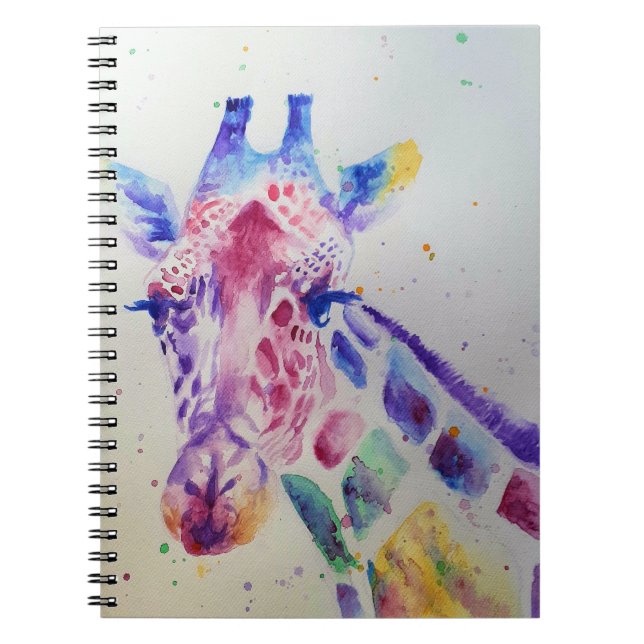 Farbenfrohe Giraffe Tierfarben Design Notizblock (Vorderseite)