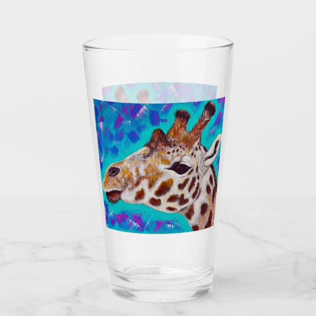 Farbenfrohe Giraffenmalerei Glas (Vorderseite)