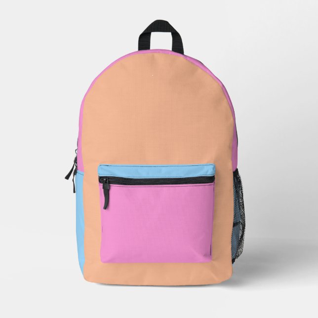 Farbenfrohe Girlanpfirsich, rosa und blau Bedruckter Rucksack (Vorderseite)