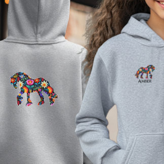 Farbenfrohe Girls Blumenhorn Hooded Sweatshirt