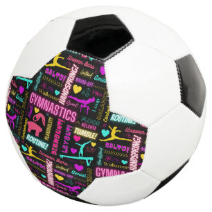 Farbenfrohe Girls Gymnastik Glossartypografie Fußball
