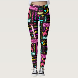 Farbenfrohe Girls Gymnastik Glossartypografie Leggings