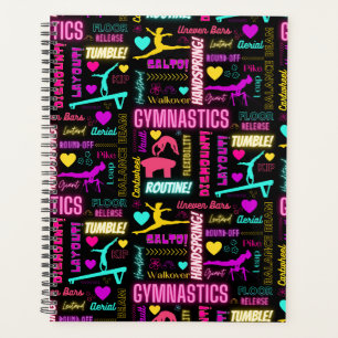 Farbenfrohe Girls Gymnastik Glossartypografie Planer