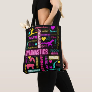 Farbenfrohe Girls Gymnastik Glossartypografie Tasche