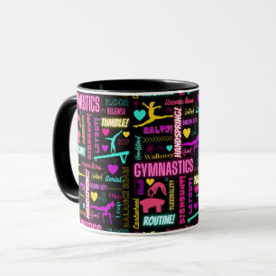 Farbenfrohe Girls Gymnastik Glossartypografie Tasse