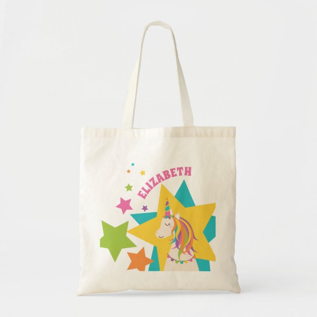 Farbenfrohe Girly Rainbow Einhornsteine tragen Ihr Tragetasche (Vorne)