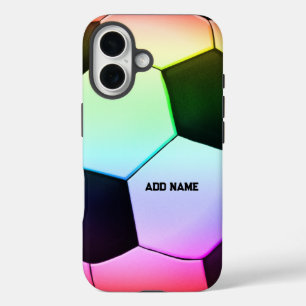 Farbenfrohe Girly Soccer Fußball iPhone 16 Hülle