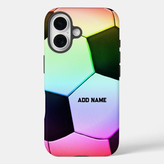 Farbenfrohe Girly Soccer | Fußball iPhone 16 Hülle (Rückseite)