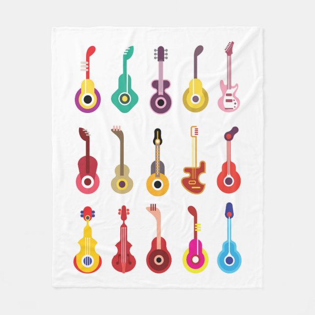 Farbenfrohe Gitarre Fleecedecke (Vorderseite)