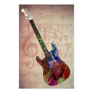 Farbenfrohe Gitarre Fotodruck