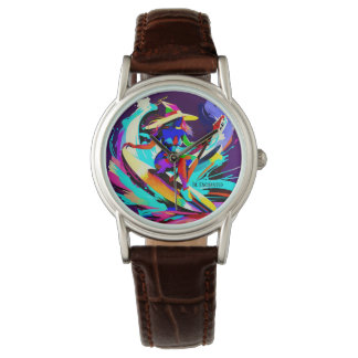 Farbenfrohe Gitarrist Hexe Armbanduhr