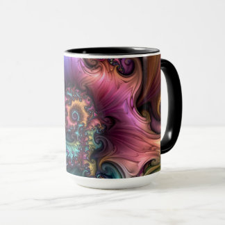 Farbenfrohe glänzende Fantasy-Blumen-Abstrakte-Fra Tasse
