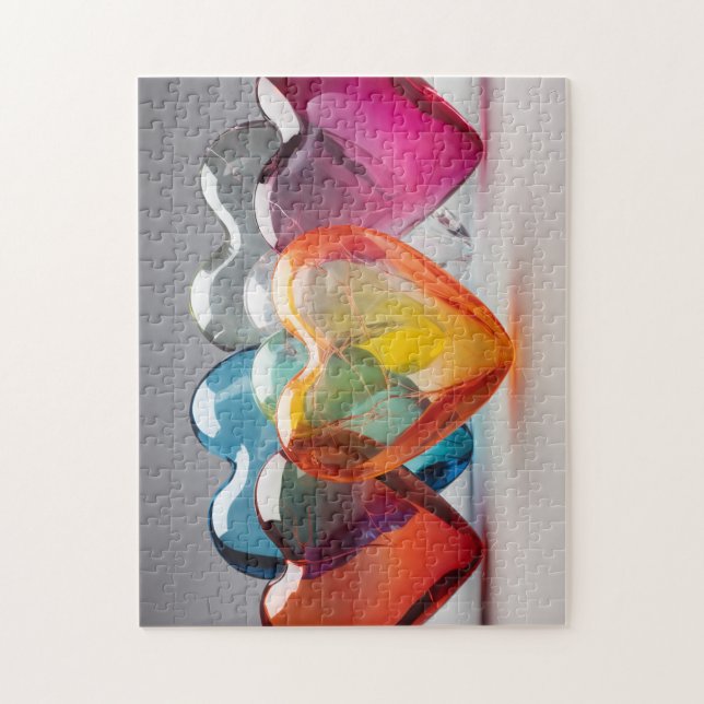 Farbenfrohe Glasherzen (Vertikal)