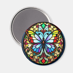 Farbenfrohe Glaskugel Schmetterling Lebende Kunst Magnet