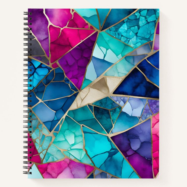 Farbenfrohe Glasmosaik Art Spirituosen Notebook Notizbuch (Vorderseite)