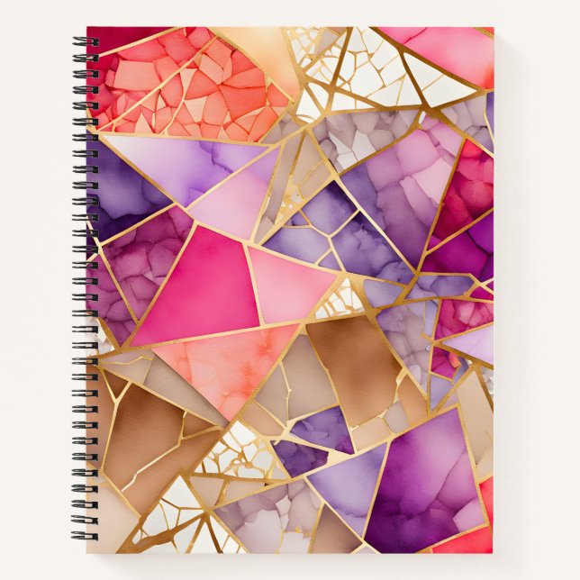 Farbenfrohe Glasmosaik Art Spirituosen Notebook Notizbuch (Vorderseite)