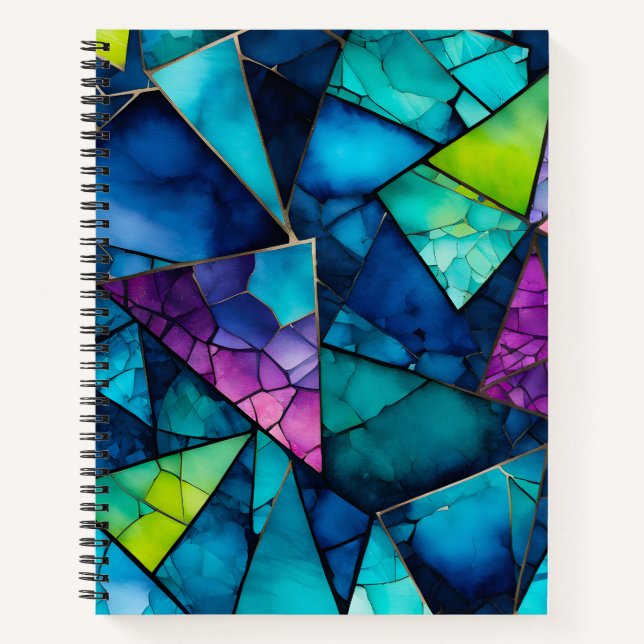 Farbenfrohe Glasmosaik Art Spirituosen Notebook Notizbuch (Vorderseite)