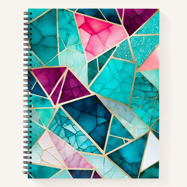 Farbenfrohe Glasmosaik Art Spirituosen Notebook Notizbuch (Vorderseite)