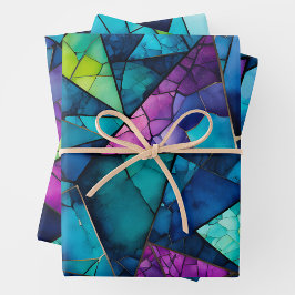 Farbenfrohe Glasmosaik Art Wrapping Paper Sheets Geschenkpapier Set