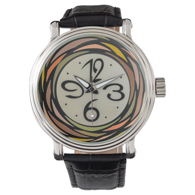 Farbenfrohe Glasmuster Armbanduhr (Vorderseite)