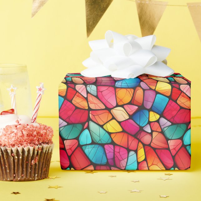 Farbenfrohe Glasmuster im Hintergrund Geschenkpapier (Geburtstagsparty)