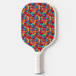 Farbenfrohe Glasmuster im Hintergrund Pickleball Schläger