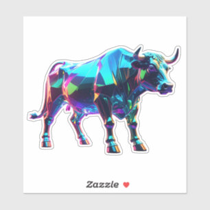 Farbenfrohe Glass Bull Digitale Kunst - Lebhafte N Aufkleber