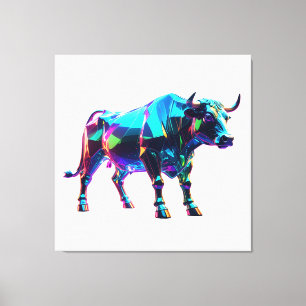Farbenfrohe Glass Bull Digitale Kunst - Lebhafte N Leinwanddruck