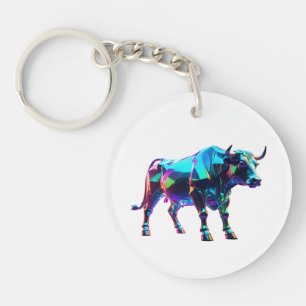 Farbenfrohe Glass Bull Digitale Kunst - Lebhafte N Schlüsselanhänger