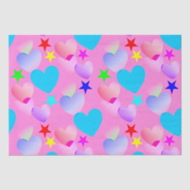 Farbenfrohe Gliding Hearts 'n Stars Geschenkpapier Seidenpapier
