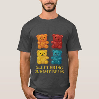 Farbenfrohe Glitterie Gummy Bären Design T-Shirt