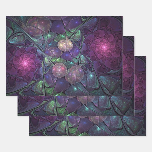 Farbenfrohe Glitterwochen Modernes Abstraktes Frak Geschenkpapier Set (Set)