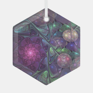 Farbenfrohe Glitterwochen Modernes Abstraktes Frak Ornament Aus Glas