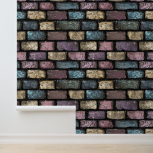 Farbenfrohe Glitzer Brick Pattern Tapete