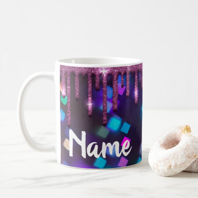 Farbenfrohe Glitzer Design Coffee Tasse Cup (Mit Donut)