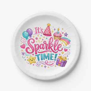 Farbenfrohe Glitzerparty-Tischplatten aus Papier z Pappteller