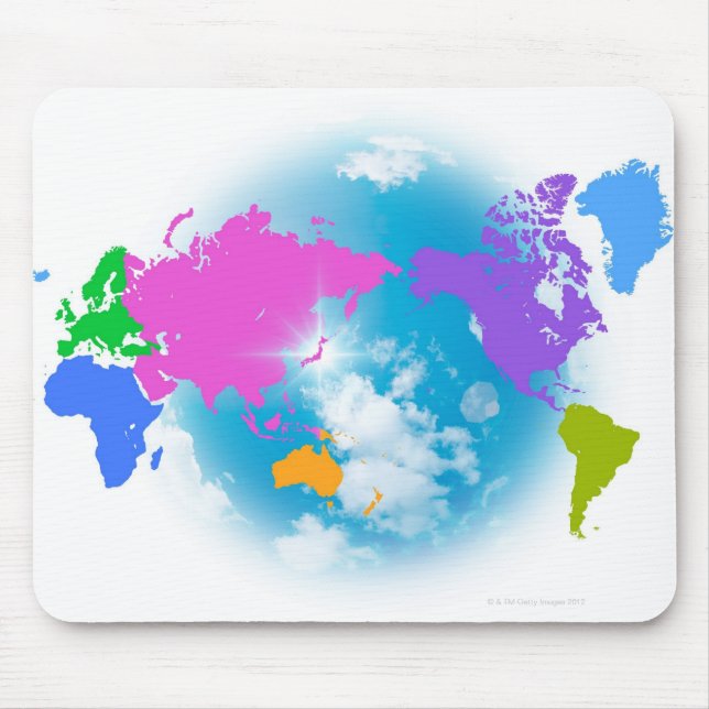 Farbenfrohe globale Landkarte Mousepad (Vorne)