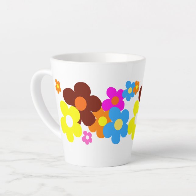 Farbenfrohe glückliche Blume Milchtasse (Linke Ecke)