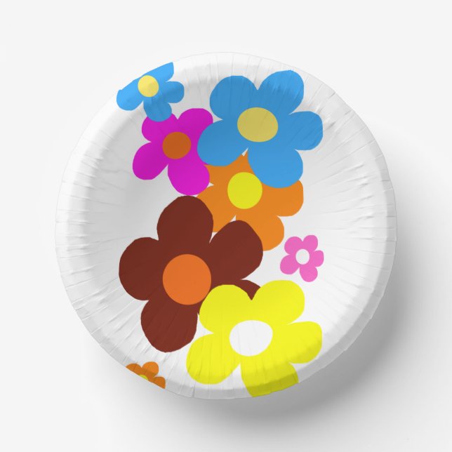 Farbenfrohe glückliche Blume Pappteller (Vorderseite)