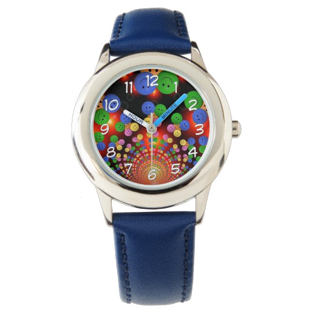 Farbenfrohe, glückliche Gesicht Spirale Kinder Arm Armbanduhr (Vorderseite)
