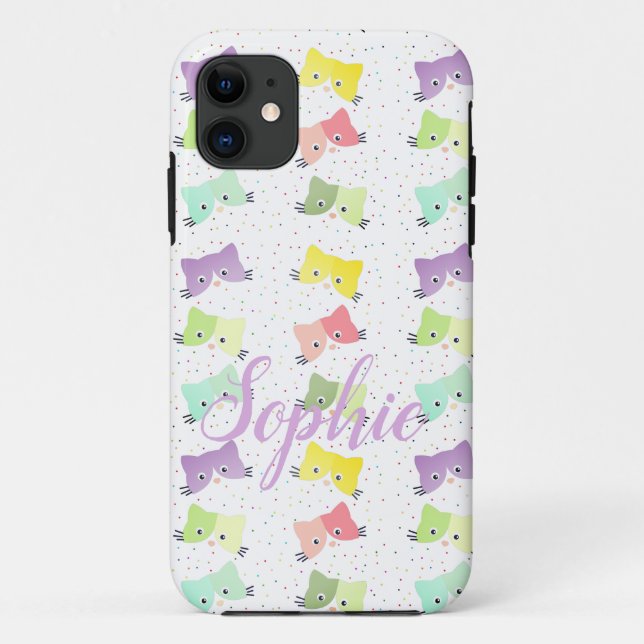 Farbenfrohe glückliche Kätzchen Muster Case-Mate iPhone Hülle (Rückseite)
