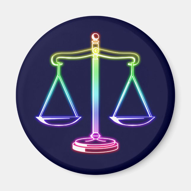 Farbenfrohe glühende Skala der Gerechtigkeit Magnet (Vorne)