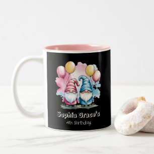 Farbenfrohe Gnome mit Ballons Zweifarbige Tasse